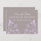 蝶フローラ日付はがきを保存する，薄紫 案内ポストカード (正面/裏面)