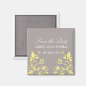 蝶フローラ日付磁石、黄色を保存 マグネット (正面/裏面)