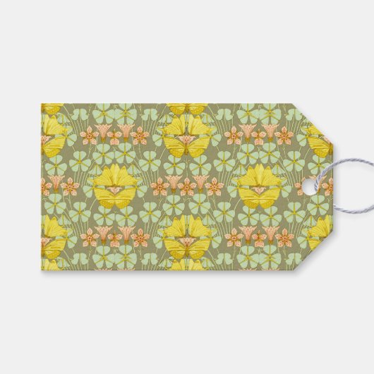 蝶フローラ植物学カラフル ギフトタグ (正面(横))