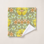 蝶フローラ植物学カラフル バスタオルセット (ウォッシュタオル)