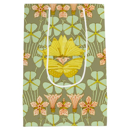 蝶フローラ植物学カラフル ミディアムペーパーバッグ (裏面)