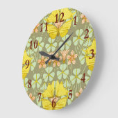 蝶フローラ植物学カラフル ラージ壁時計 (傾斜)