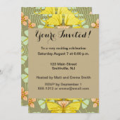 蝶フローラ植物学カラフル 招待状 (正面/裏面)