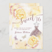 蝶フローラ牡丹sweet sixteen招待 招待状 (正面/裏面)