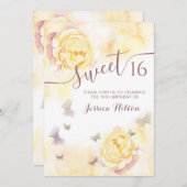 蝶フローラ牡丹sweet sixteen招待 招待状 (正面/裏面)