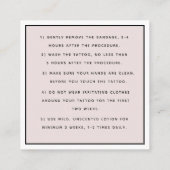 蝶フローラ目タトゥーアフターケアの指示 スクエア名刺 (裏面)