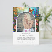 蝶フローラ記念写真悔やみや弔慰葬儀 サンキューカード (スタンド正面)