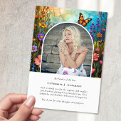 蝶フローラ記念写真悔やみや弔慰葬儀 サンキューカード