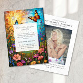 蝶フローラ記念写真悔やみや弔慰葬儀 サンキューカード