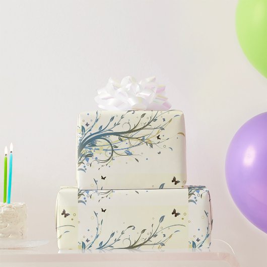 蝶フローラ ラッピングペーパー