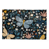 蝶フローラ：手描きシームレス。 枕カバー (裏面)