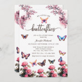 蝶フローラ |水彩ブライダルシャワー 招待状 (正面/裏面)