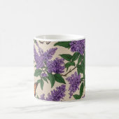 蝶ブッシュ紫の花と蝶 コーヒーマグカップ (中央)