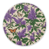 蝶ブッシュ紫の花と蝶 セラミックノブ (正面)