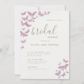 蝶ブライダルシャワーピンク金ゴールドダストエレガント 招待状 (正面)