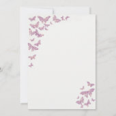蝶ブライダルシャワーピンク金ゴールドダストエレガント 招待状 (裏面)