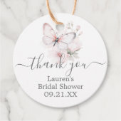 蝶ブライダルシャワーフローラメッセージカード フェイバータグ (正面)