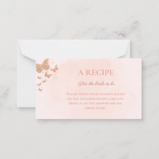 蝶ブライダルシャワーレシピカード ノートカード (正面)