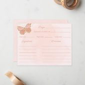 蝶ブライダルシャワーレシピ指示カード ノートカード (正面/裏面インサイチュ)
