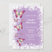 蝶ブライダルシャワー水色ピンク紫 招待状 (裏面)