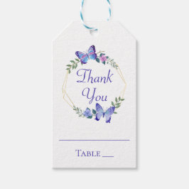 蝶ブルーバタフライフローラエスコートプレイスカード ギフトタグ