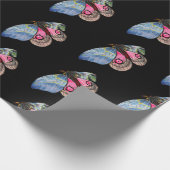 蝶ブルーピンクデジタルアート ラッピングペーパー (角)