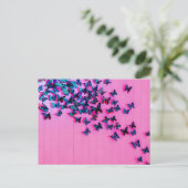 蝶ブルーピンク美しい ポストカード (スタンド正面)