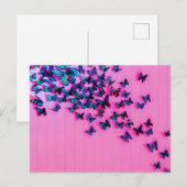 蝶ブルーピンク美しい ポストカード (正面/裏面)