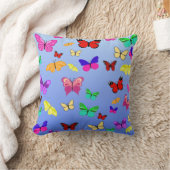 蝶ブルーリバーシブル クッション (ブランケット)