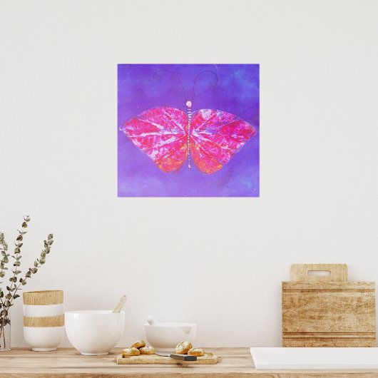 蝶プリント ポスター (キッチン)