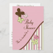 蝶ベビーシャワーの招待状のテンプレート 招待状 (正面/裏面)