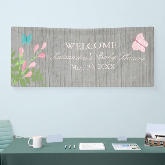 蝶ベビーシャワーの旗が付いている開花の花 横断幕 (トレードショー)