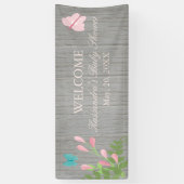 蝶ベビーシャワーの旗が付いている開花の花 横断幕 (縦)