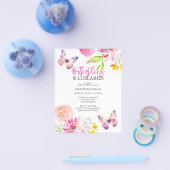 蝶ベビーシャワーバジェット招待状 チラシ (シングル)