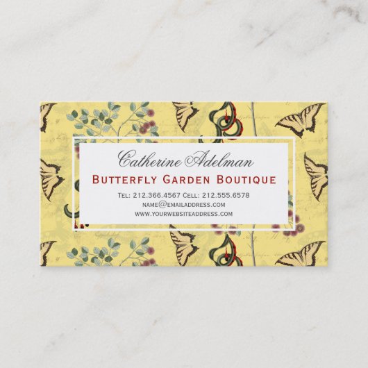 蝶ボタニカルヴィンテージシノワセリ 名刺 (正面)