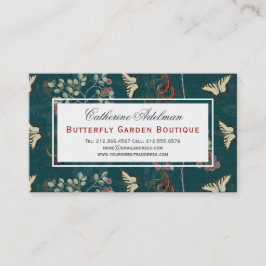 蝶ボタニカルヴィンテージダークグリーンエレガント 名刺