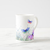 蝶マカラフルグギフト春 ボーンチャイナマグカップ (正面右)