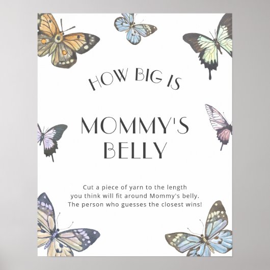 蝶ママの腹の赤ちゃんシャワーの大きさ ポスター (正面)