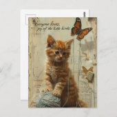 蝶ミックスメディアを使用した愛らしいジンジャーキッチン ポストカード (正面/裏面)