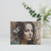 蝶ミックスメディアポストカード付き女性 ポストカード (スタンド正面)
