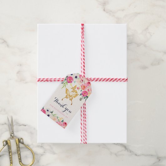 蝶メッセージカード ギフトタグ (より糸付き)