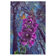 蝶モダンと森の中の紫色の花形手袋