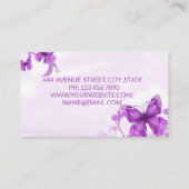 蝶モダンの付いた美しい紫 名刺 (裏面)