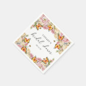 蝶モダンピンク牡丹ブライダルシャワー スタンダードカクテルナプキン (角)