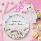 蝶モダンフローラパープルブライダルシャワー ペーパープレート (パーティー)