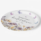 蝶モダンフローラパープルブライダルシャワー ペーパープレート (アングル)