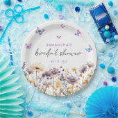 蝶モダンフローラパープルブライダルシャワー ペーパープレート (パーティー)