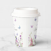 蝶モダンフローラパープルブライダルシャワー 紙コップ (右)