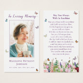 蝶モダンフローラ記念祈りの言葉カード (正面&裏面)