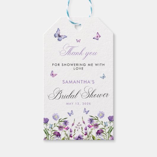 蝶モダンブライダルシャワーウェルカムサイン ギフトタグ (正面)